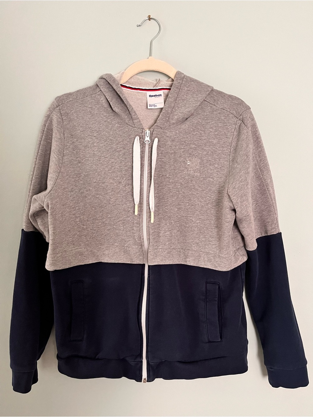 Reebok Classic Two-Tone Zip Hoodie - Gray & Navy